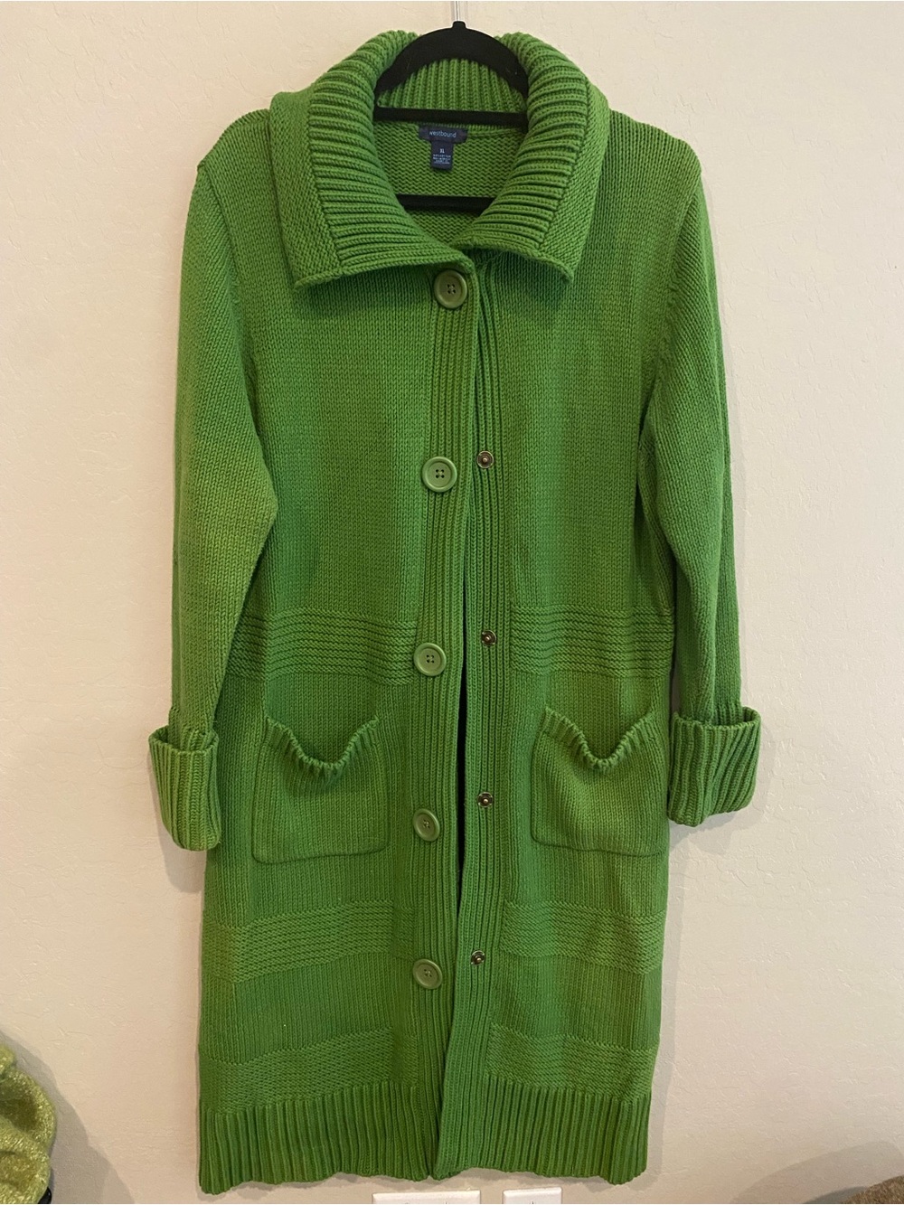 Vintage Westbound Chunky Knit Cardigan Apple Green XL